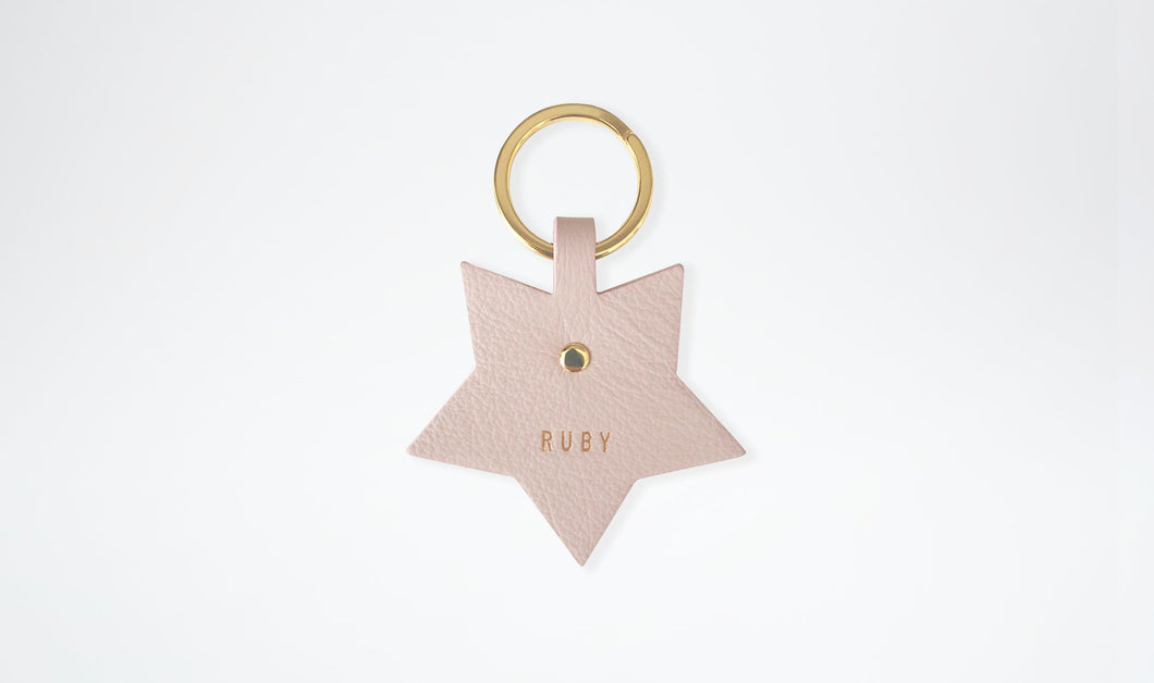 Personalised Leather Bag Charm - Star, Blush & Gold