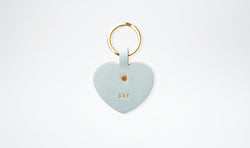 Personalised Leather Bag Charm - Heart, Powder Blue & Gold