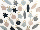 Personalised Leather Bag Charms- Star, Feather, Heart, Various Colours