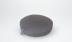 Valentine Floor Cushion (Round) with Star Adornment - Grey & Gold | Little Connoisseur 