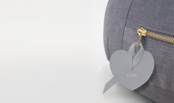 Valentine Floor Cushion (Round) with Heart Adornment - Grey & Gold | Little Connoisseur 