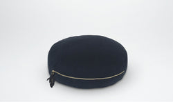 Valentine Floor Cushion (Round) with Feather Adornment - Navy & Gold | Little Connoisseur 