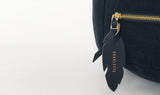 Valentine Floor Cushion (Round) with Feather Adornment - Navy & Gold | Little Connoisseur 