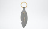 Personalised Leather Bag Charm - Feather, Grey and Gold