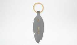 Personalised Leather Bag Charm - Feather, Grey and Gold