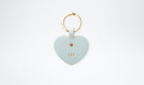Personalised Leather Bag Charm - Heart, Powder Blue & Gold