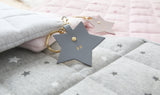 Leather Monogrammed Star Charm - Grey