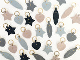 Personalised Leather Bag Charms- Star, Feather, Heart, Various Colours
