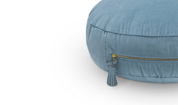 Velvet Floor Cushion w/ Tassel - Riviera Blue