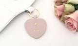 Personalised Leather Bag Charm- Heart, Blush & Gold